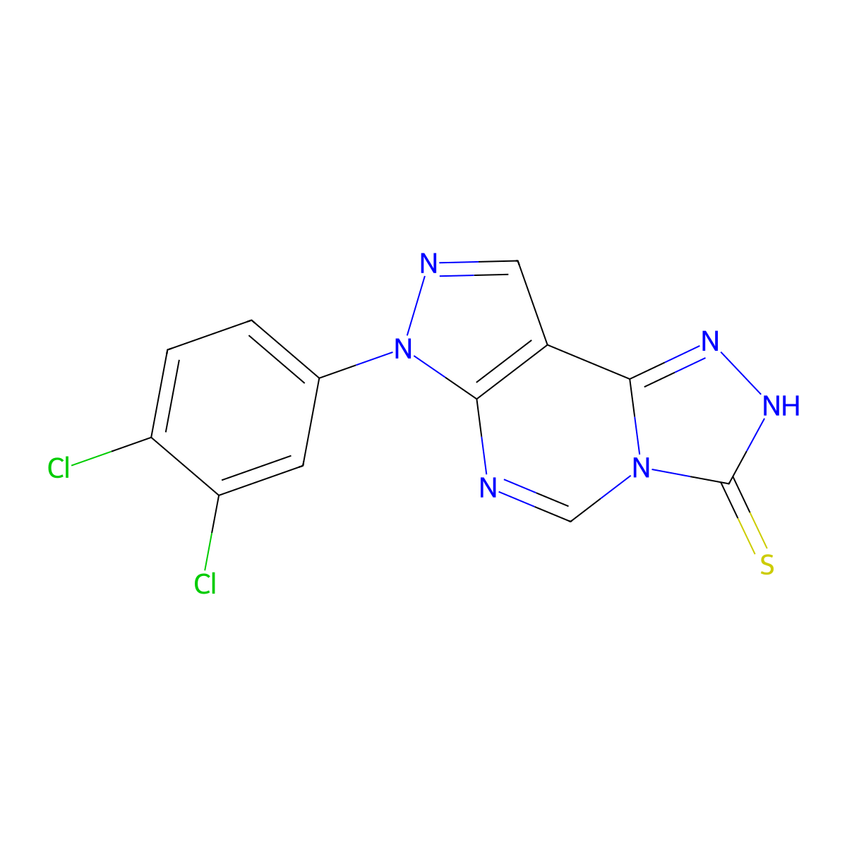 3-(3,4-Dichlorophenyl)-6-hydropyrazolo[5,4-d]1,2,4-triazolo[4,3-e]pyrimidine-7-thiol molecular structure, CAS 844854-37-1