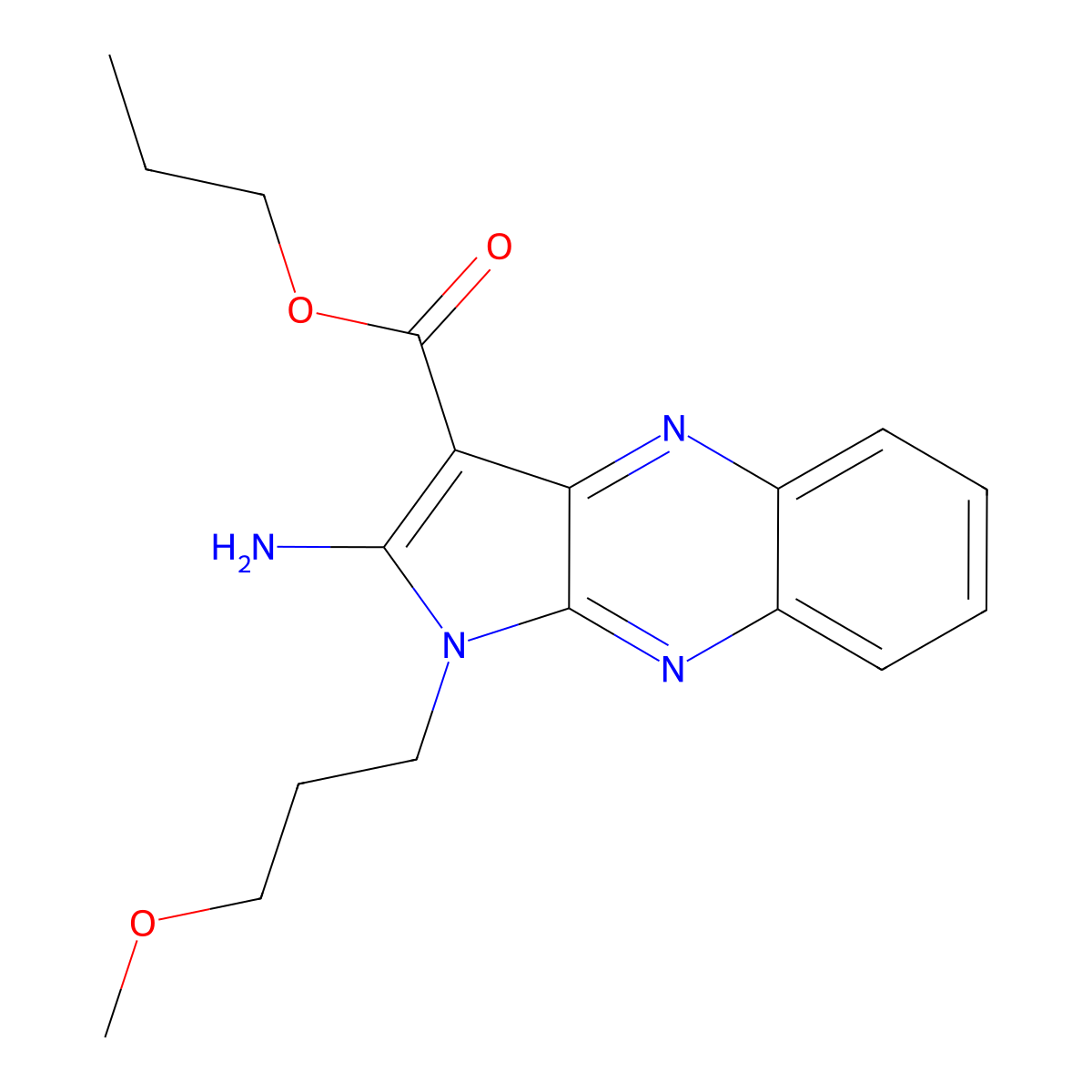 propyl 2-amino-1-(3-methoxypropyl)-1H-pyrrolo[2,3-b]quinoxaline-3-carboxylate molecular structure, CAS 844854-42-8