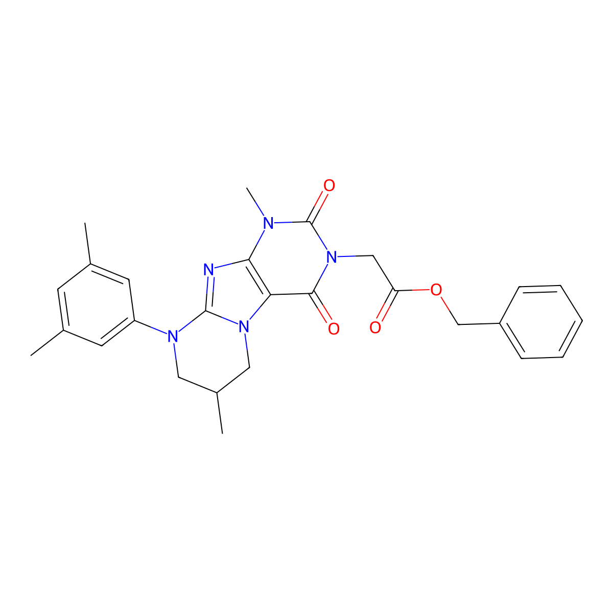 benzyl 2-[9-(3,5-dimethylphenyl)-1,7-dimethyl-2,4-dioxo-7,8-dihydro-6H-purino[7,8-a]pyrimidin-3-yl]acetate molecular structure, CAS 844854-59-7
