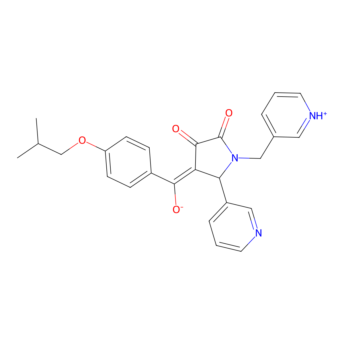 3-hydroxy-4-[4-(2-methylpropoxy)benzoyl]-5-(pyridin-3-yl)-1-[(pyridin-3-yl)methyl]-2,5-dihydro-1H-pyrrol-2-one molecular structure, CAS 844855-09-0