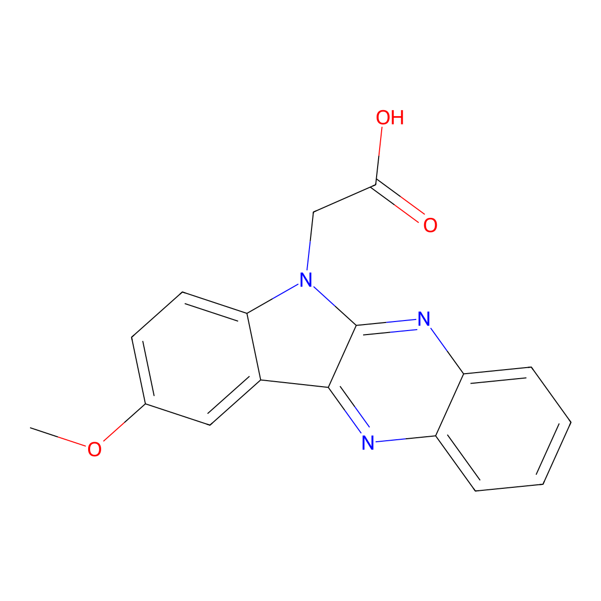 2-(2-Methoxyindolo[2,3-b]quinoxalin-5-yl)acetic acid molecular structure, CAS 844855-27-2