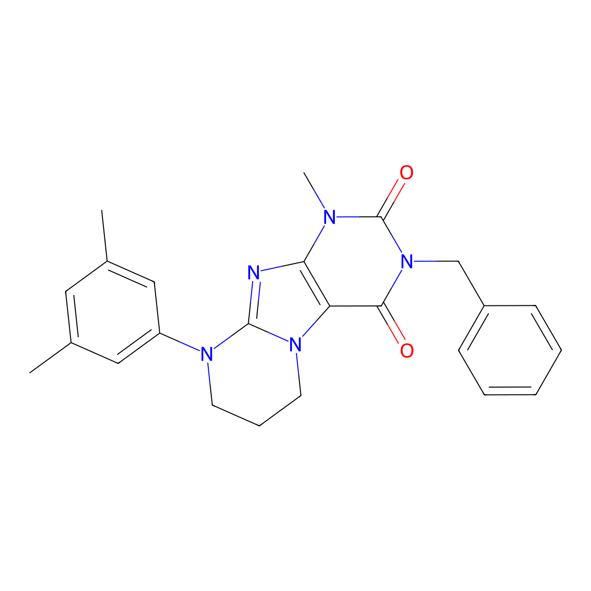 3-benzyl-9-(3,5-dimethylphenyl)-1-methyl-7,8-dihydro-6H-purino[7,8-a]pyrimidine-2,4-dione molecular structure, CAS 844855-44-3