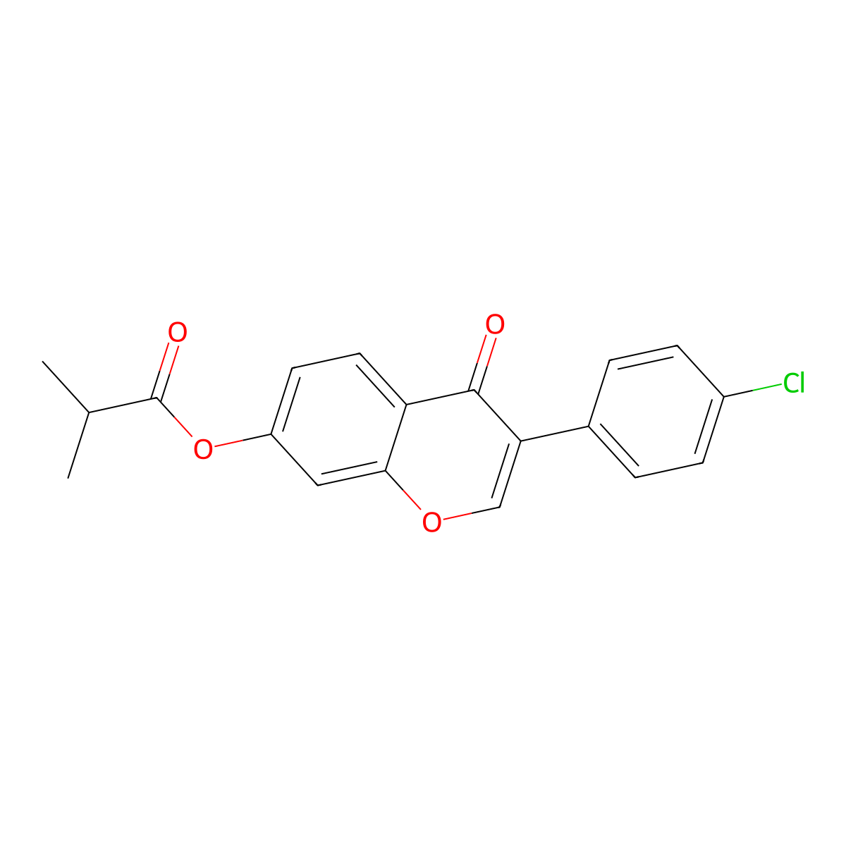 3-(4-chlorophenyl)-4-oxo-4H-chromen-7-yl 2-methylpropanoate molecular structure, CAS 844856-11-7