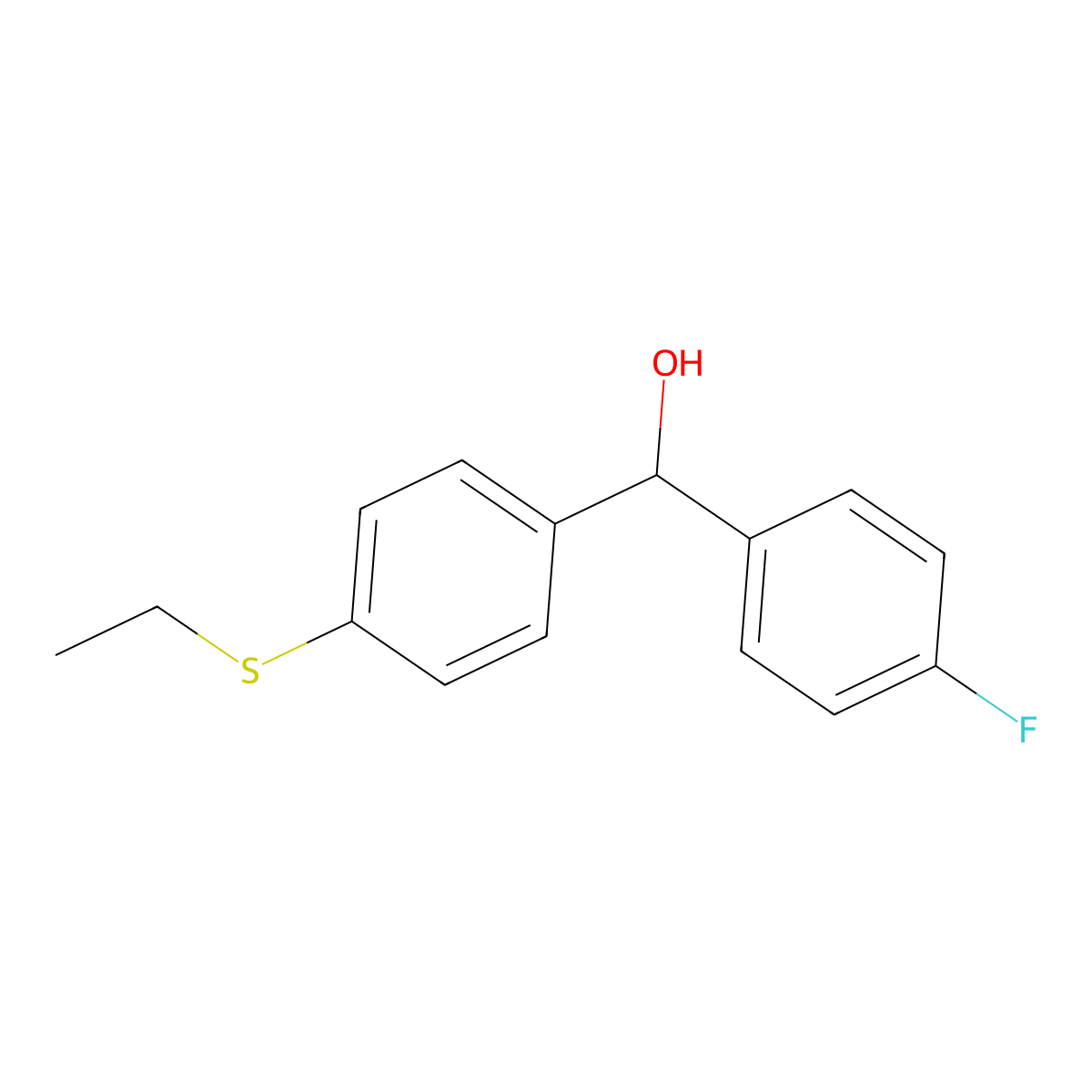 (4-(Ethylthio)phenyl)(4-fluorophenyl)methanol molecular structure, CAS 844856-34-4