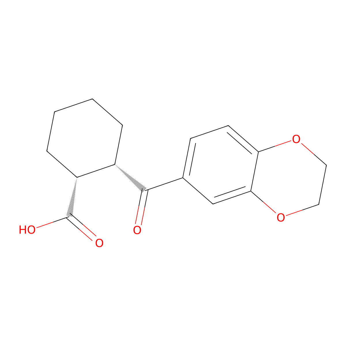 cis-2-(2,3-Dihydrobenzo[b][1,4]dioxine-6-carbonyl)cyclohexanecarboxylic acid molecular structure, CAS 844856-73-1