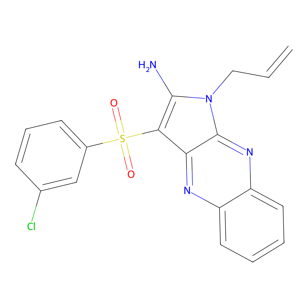 3-[(3-chlorophenyl)sulfonyl]-1-(prop-2-en-1-yl)-1H-pyrrolo[2,3-b]quinoxalin-2-amine molecular structure, CAS 844857-98-3