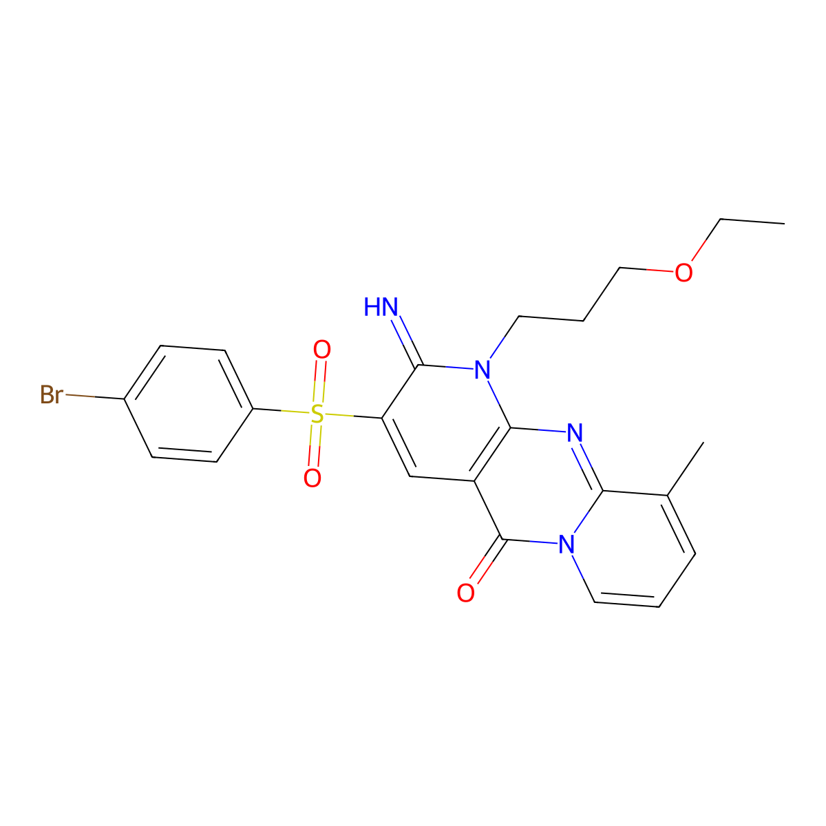 3-[(4-bromophenyl)sulfonyl]-1-(3-ethoxypropyl)-2-imino-10-methyl-1,2-dihydro-5H-dipyrido[1,2-a:2',3'-d]pyrimidin-5-one molecular structure, CAS 844858-90-8