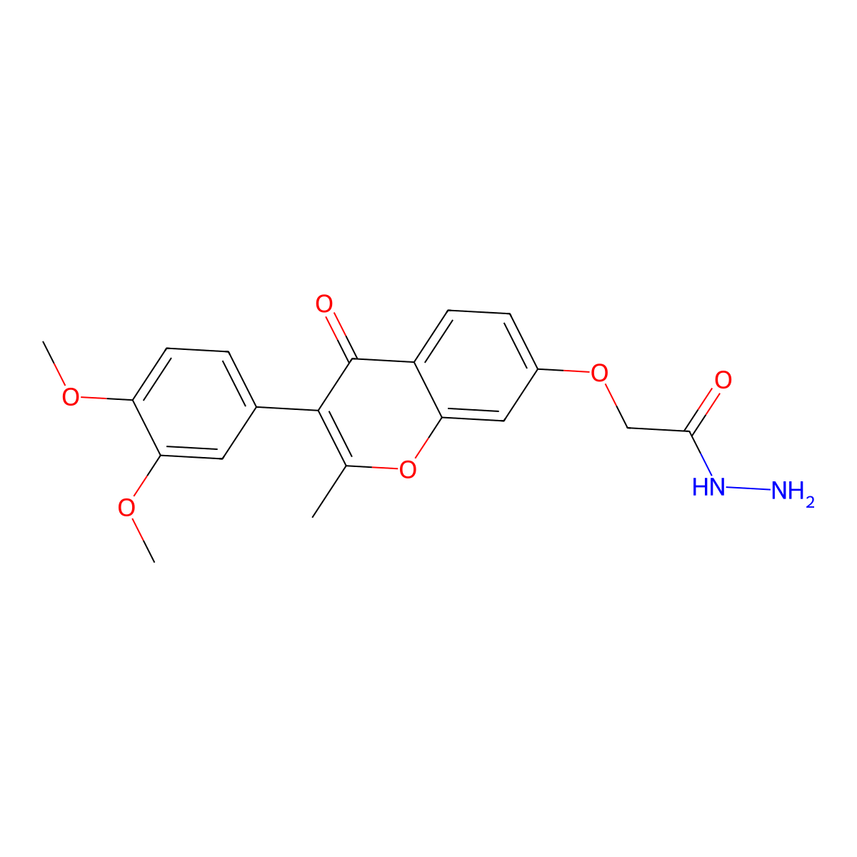 2-((3-(3,4-dimethoxyphenyl)-2-methyl-4-oxo-4H-chromen-7-yl)oxy)acetohydrazide molecular structure, CAS 844859-04-7