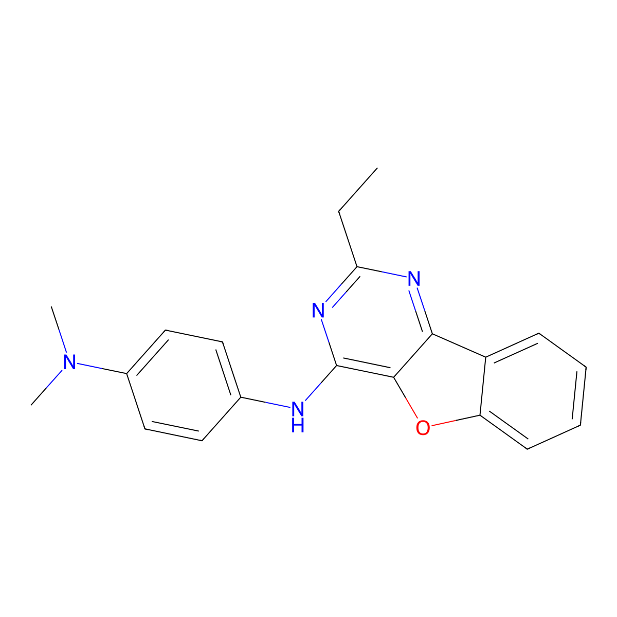 N1-(2-ethylbenzofuro[3,2-d]pyrimidin-4-yl)-N4,N4-dimethylbenzene-1,4-diamine molecular structure, CAS 844859-25-2