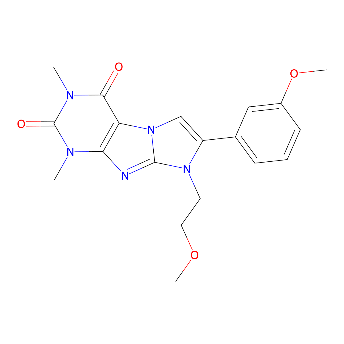 6-(2-Methoxyethyl)-7-(3-methoxyphenyl)-2,4-dimethylpurino[7,8-a]imidazole-1,3-dione molecular structure, CAS 844859-47-8