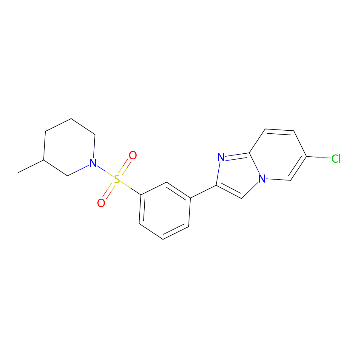 6-Chloro-2-{3-[(3-methylpiperidin-1-yl)sulfonyl]phenyl}imidazo[1,2-a]pyridine molecular structure, CAS 844859-56-9