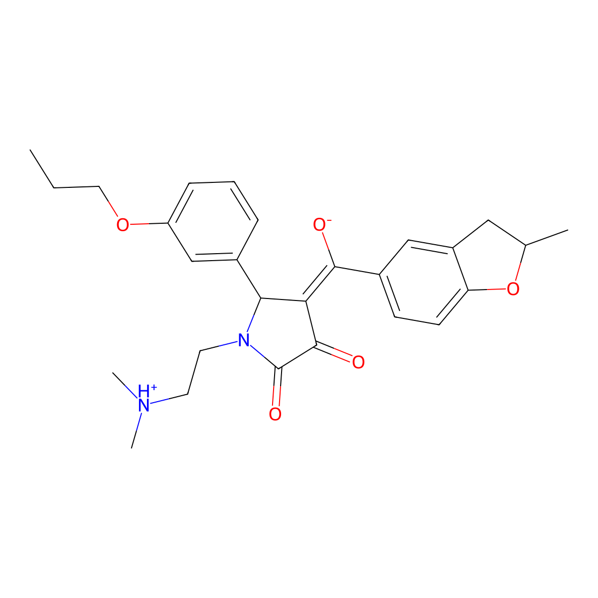 1-[2-(dimethylamino)ethyl]-3-hydroxy-4-(2-methyl-2,3-dihydro-1-benzofuran-5-carbonyl)-5-(3-propoxyphenyl)-2,5-dihydro-1H-pyrrol-2-one molecular structure, CAS 844860-15-7