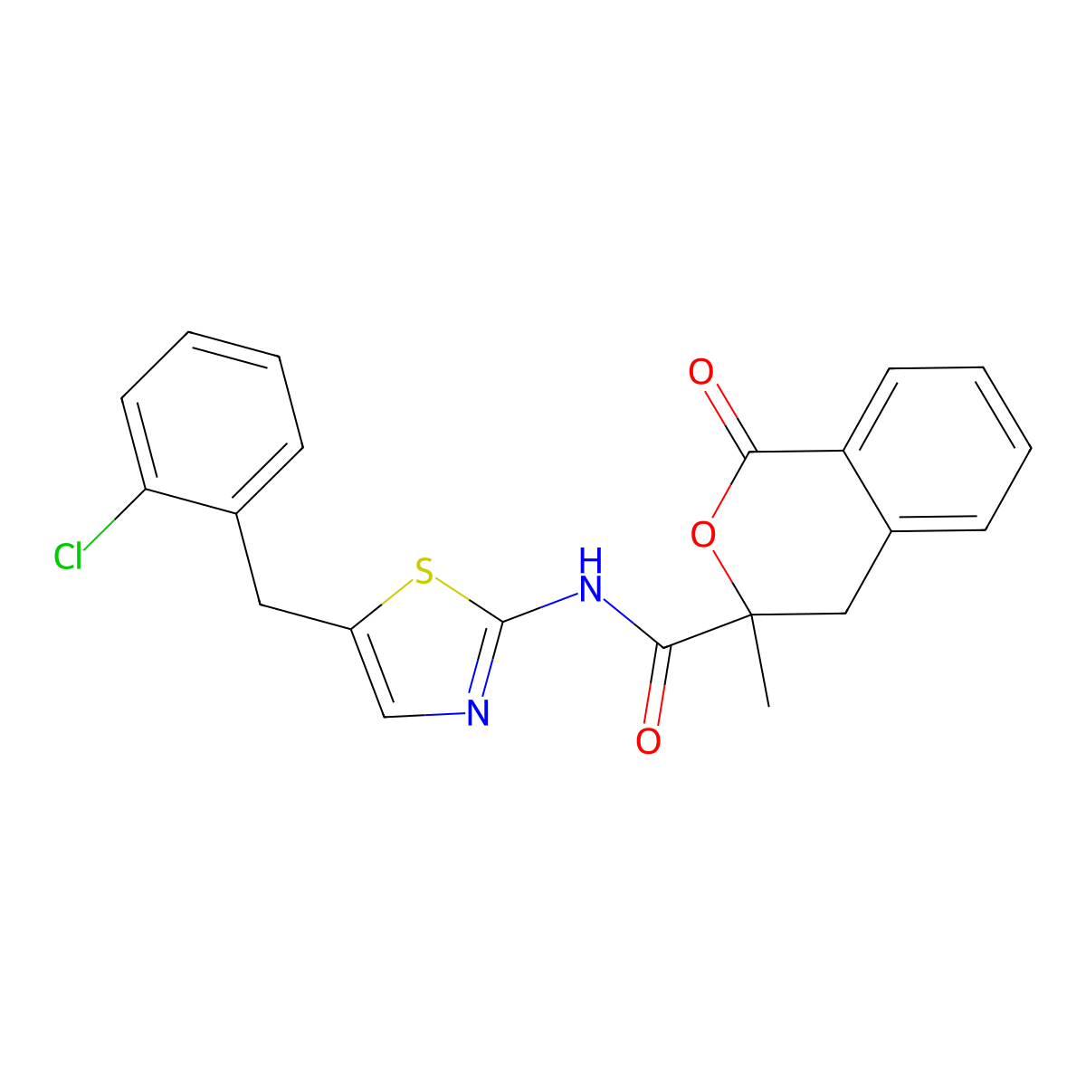 N-[5-[(2-chlorophenyl)methyl]-1,3-thiazol-2-yl]-3-methyl-1-oxo-4H-isochromene-3-carboxamide molecular structure, CAS 844860-88-4