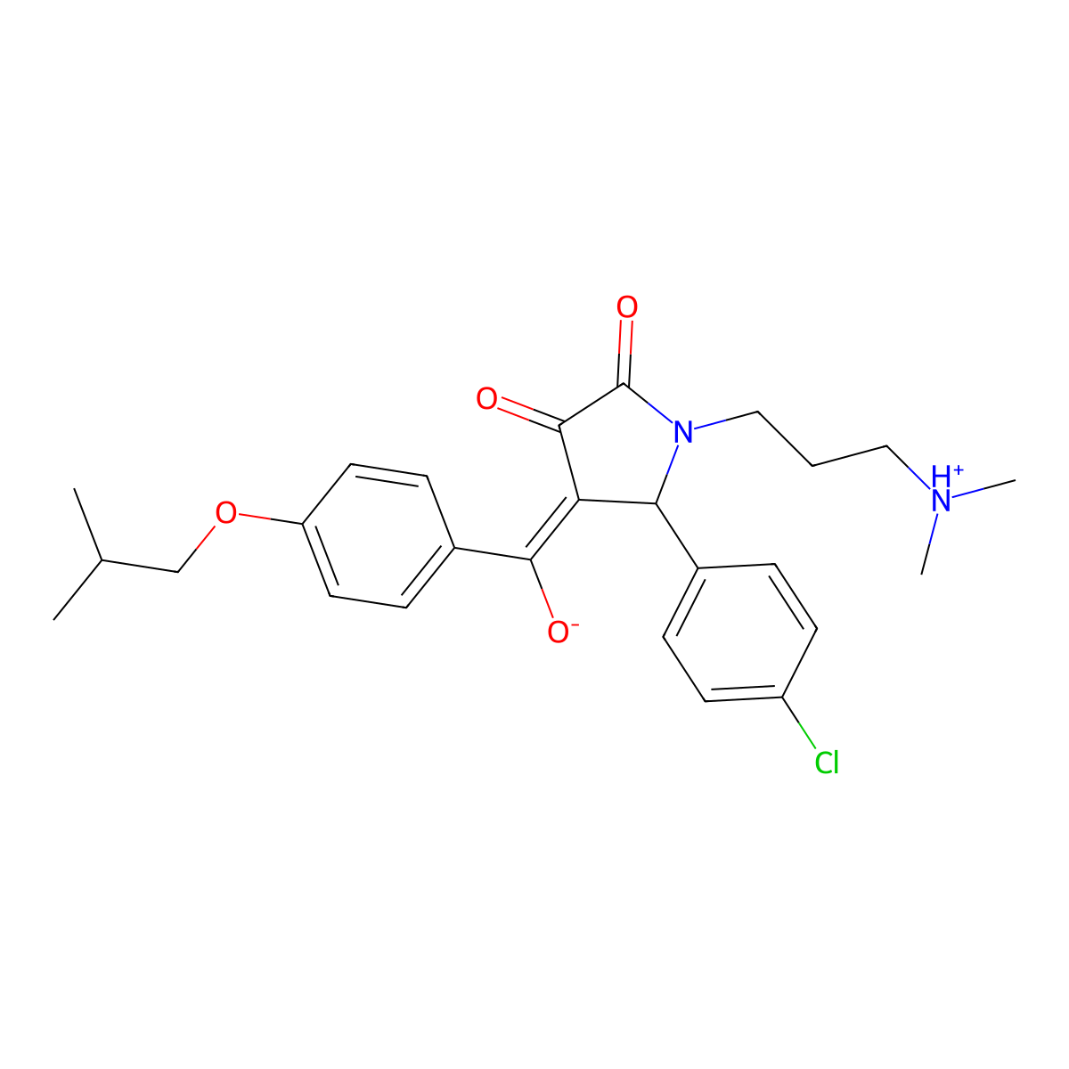 5-(4-chlorophenyl)-1-[3-(dimethylamino)propyl]-3-hydroxy-4-[4-(2-methylpropoxy)benzoyl]-2,5-dihydro-1H-pyrrol-2-one molecular structure, CAS 844861-27-4