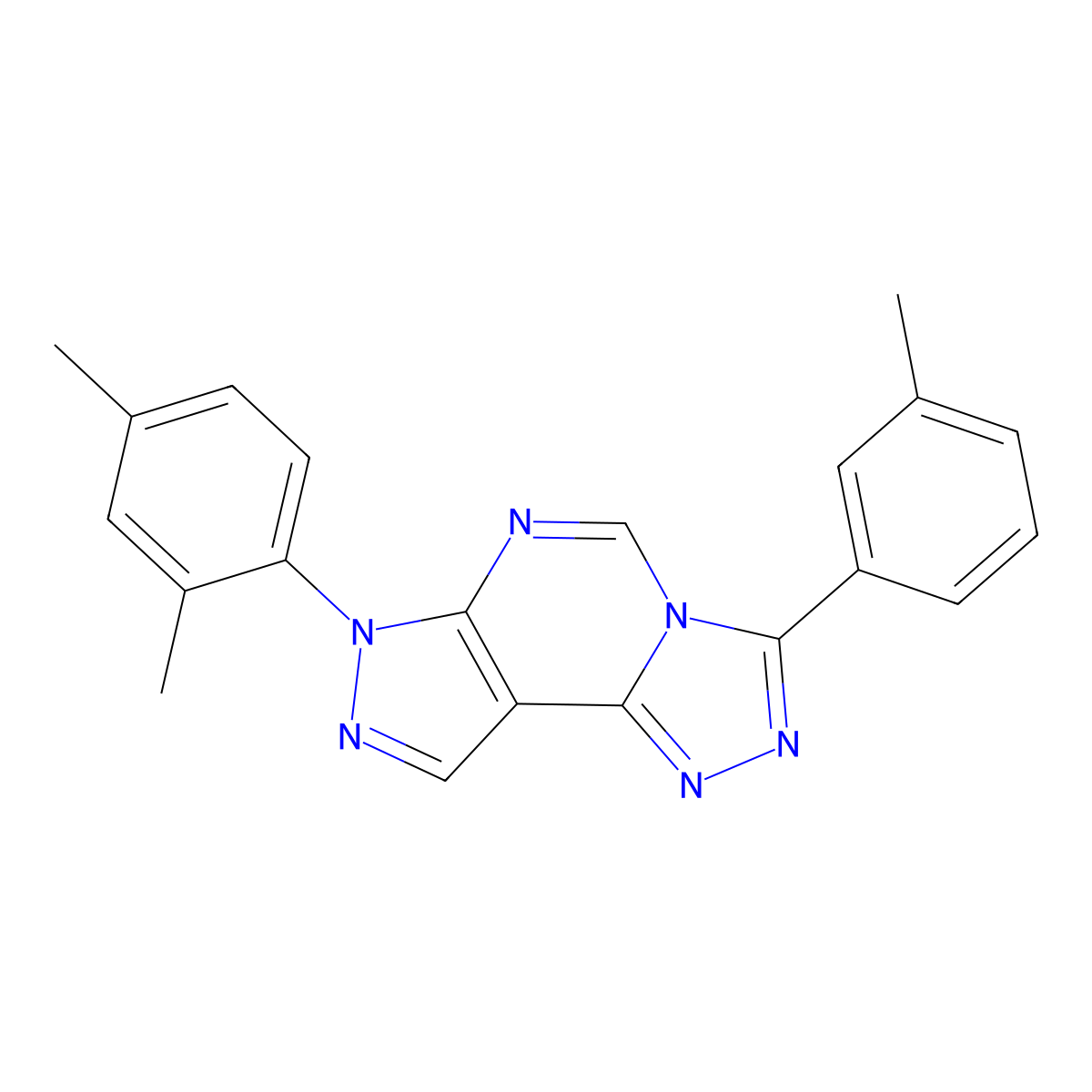 10-(2,4-Dimethylphenyl)-5-(3-methylphenyl)-3,4,6,8,10,11-hexaazatricyclo[7.3.0.0^{2,6}]dodeca-1(9),2,4,7,11-pentaene molecular structure, CAS 844861-28-5