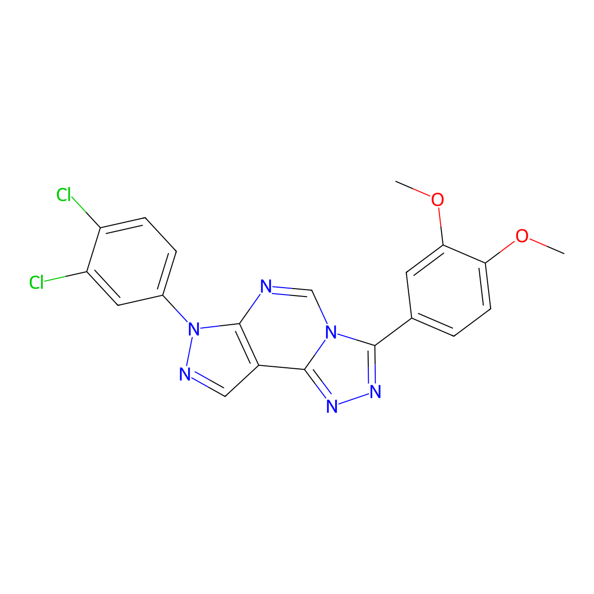 7-(3,4-dichlorophenyl)-3-(3,4-dimethoxyphenyl)-7H-pyrazolo[4,3-e][1,2,4]triazolo[4,3-c]pyrimidine molecular structure, CAS 844862-30-2