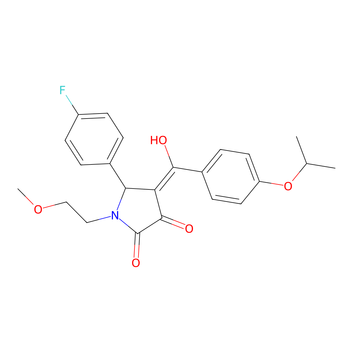 5-(4-fluorophenyl)-3-hydroxy-1-(2-methoxyethyl)-4-[4-(propan-2-yloxy)benzoyl]-2,5-dihydro-1H-pyrrol-2-one molecular structure, CAS 844862-64-2