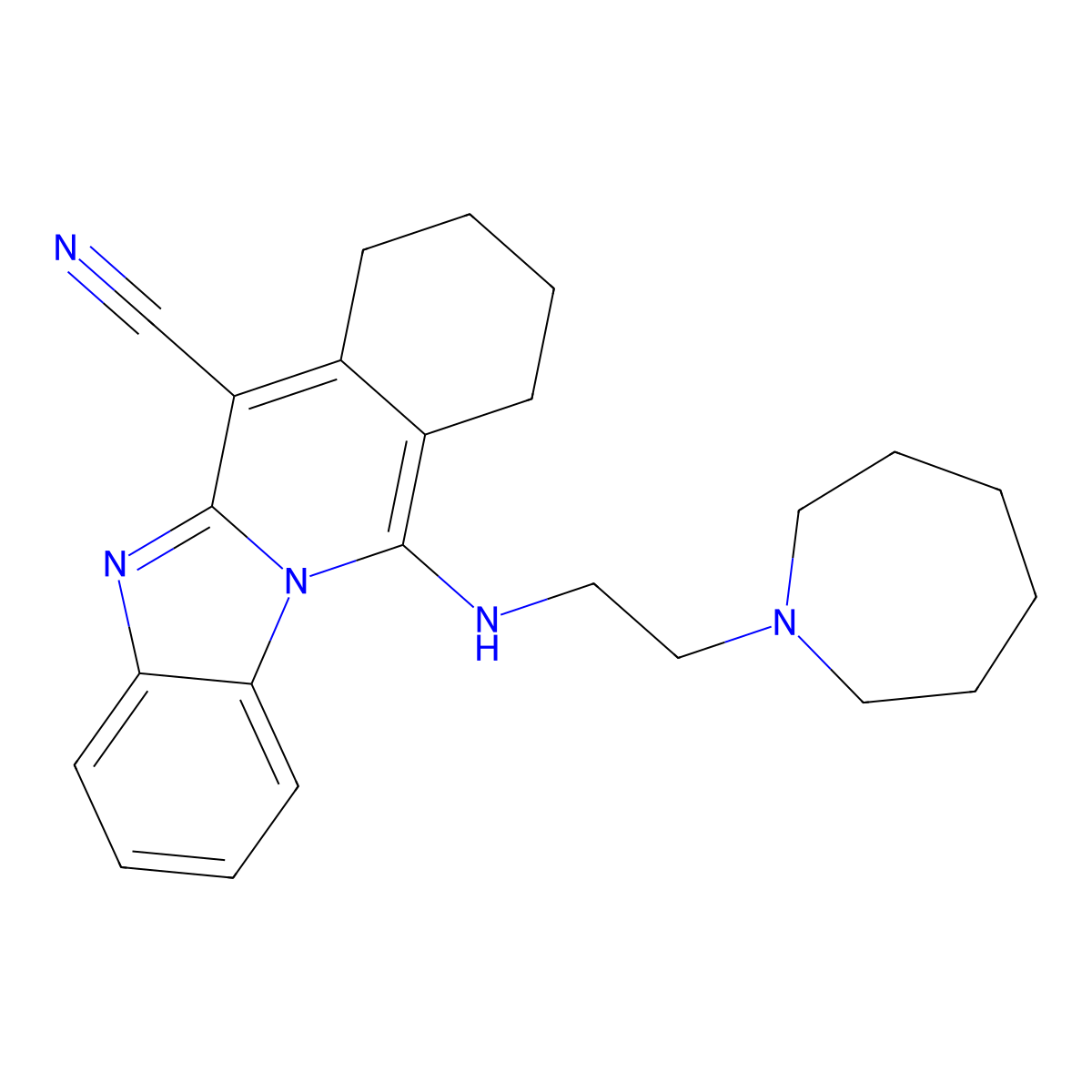 11-[2-(Azepan-1-yl)ethylamino]-7,8,9,10-tetrahydrobenzimidazolo[1,2-b]isoquinoline-6-carbonitrile molecular structure, CAS 844862-81-3