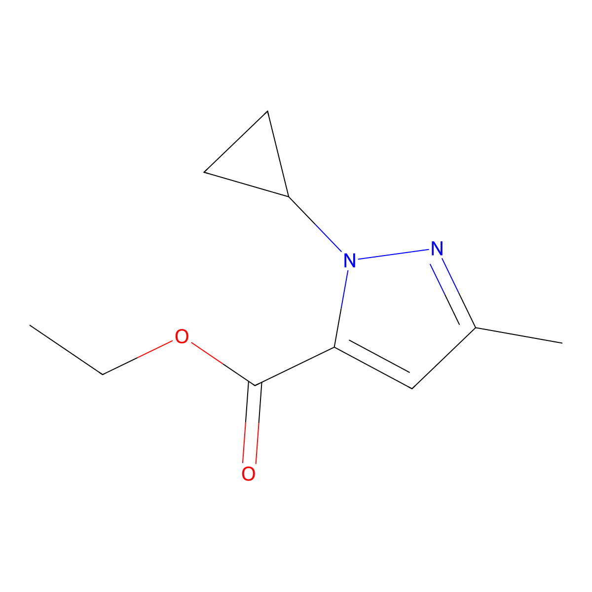 ethyl 1-cyclopropyl-3-methyl-1H-pyrazole-5-carboxylate molecular structure, CAS 844872-73-7
