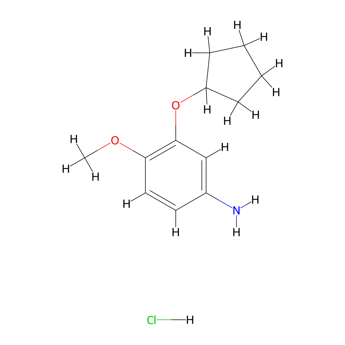 3-(Cyclopentyloxy)-4-methoxyaniline hydrochloride molecular structure, CAS 844873-52-5