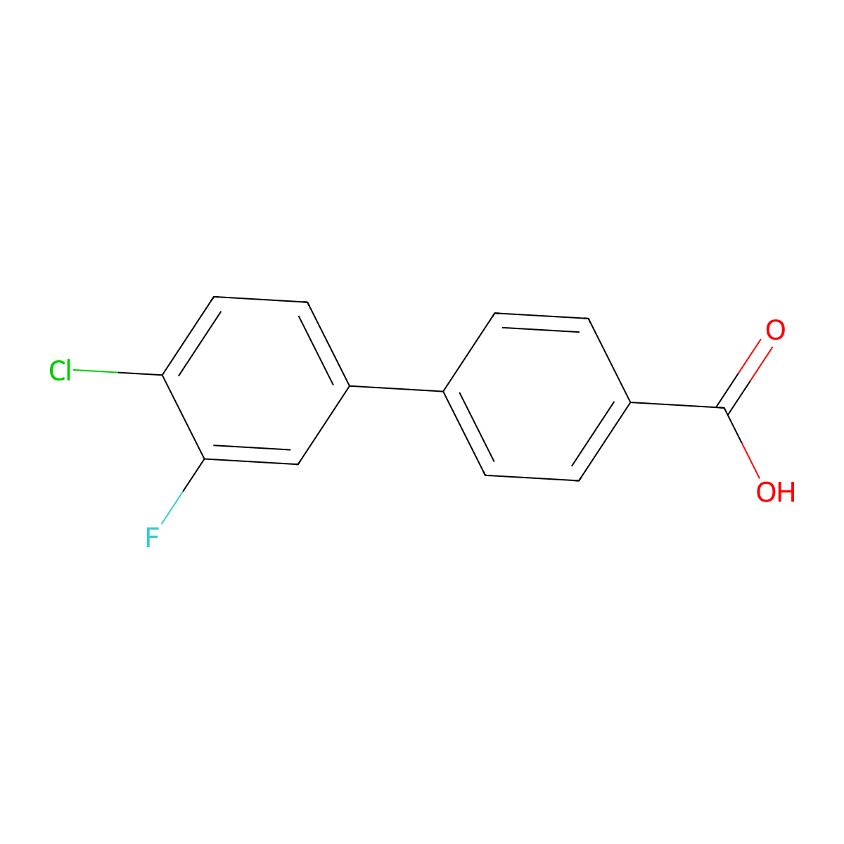 4'-Chloro-3'-fluoro[1,1'-biphenyl]-4-carboxylic acid molecular structure, CAS 844878-86-0