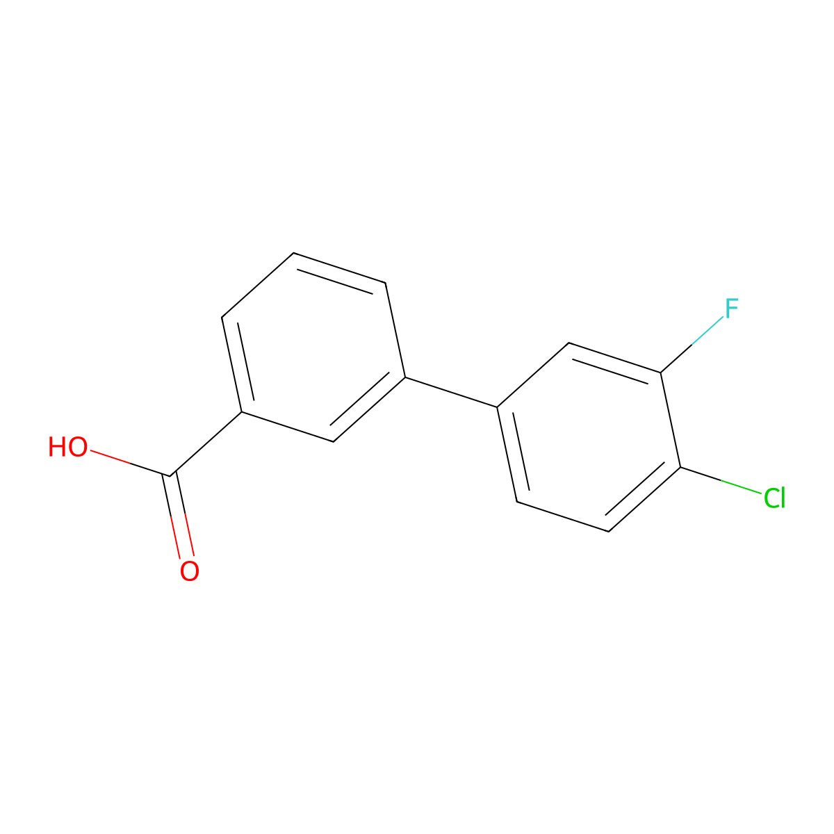 4'-Chloro-3'-fluorobiphenyl-3-carboxylic acid molecular structure, CAS 844878-88-2