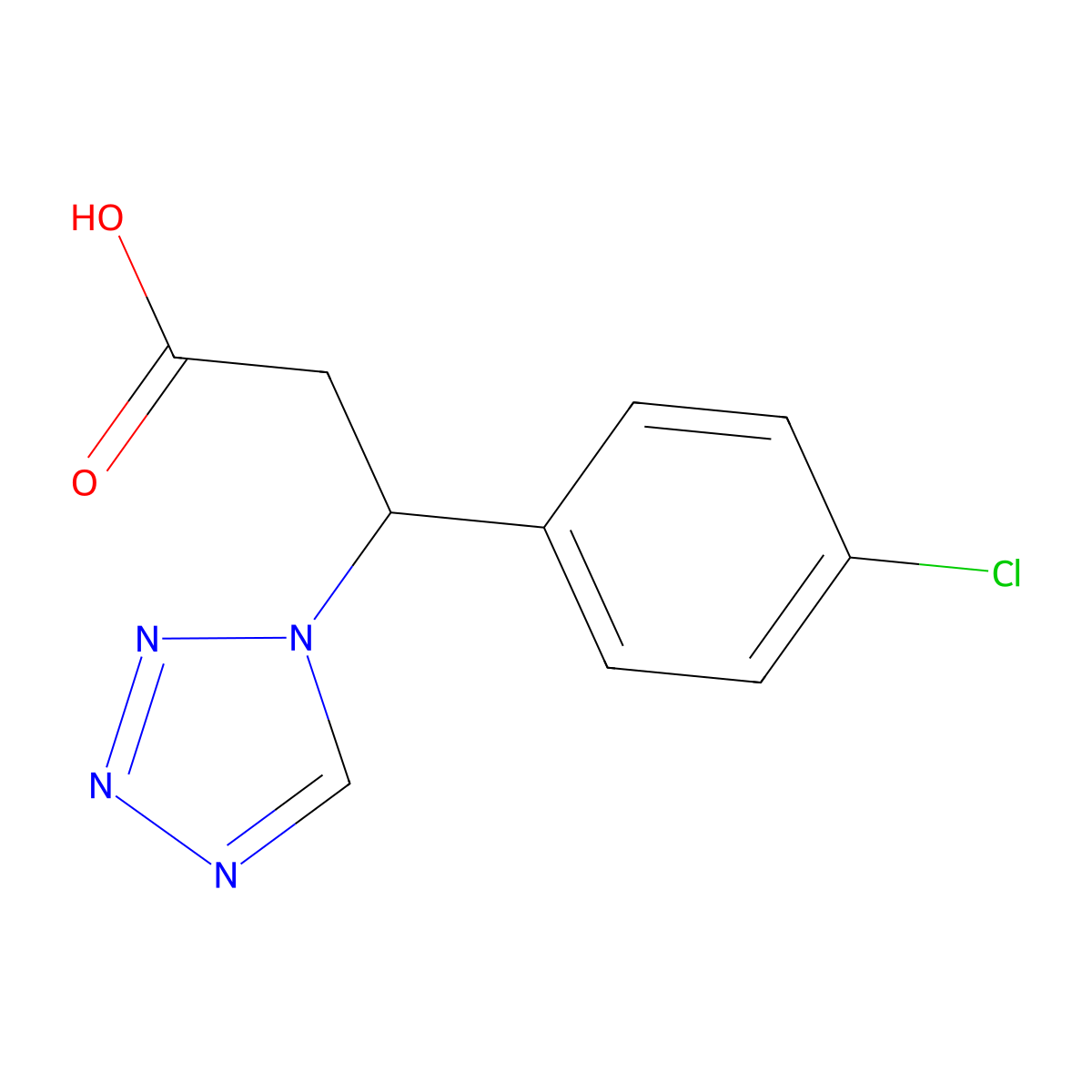 beta-(4-Chlorophenyl)-1H-tetrazole-1-propanoic acid molecular structure, CAS 844882-07-1