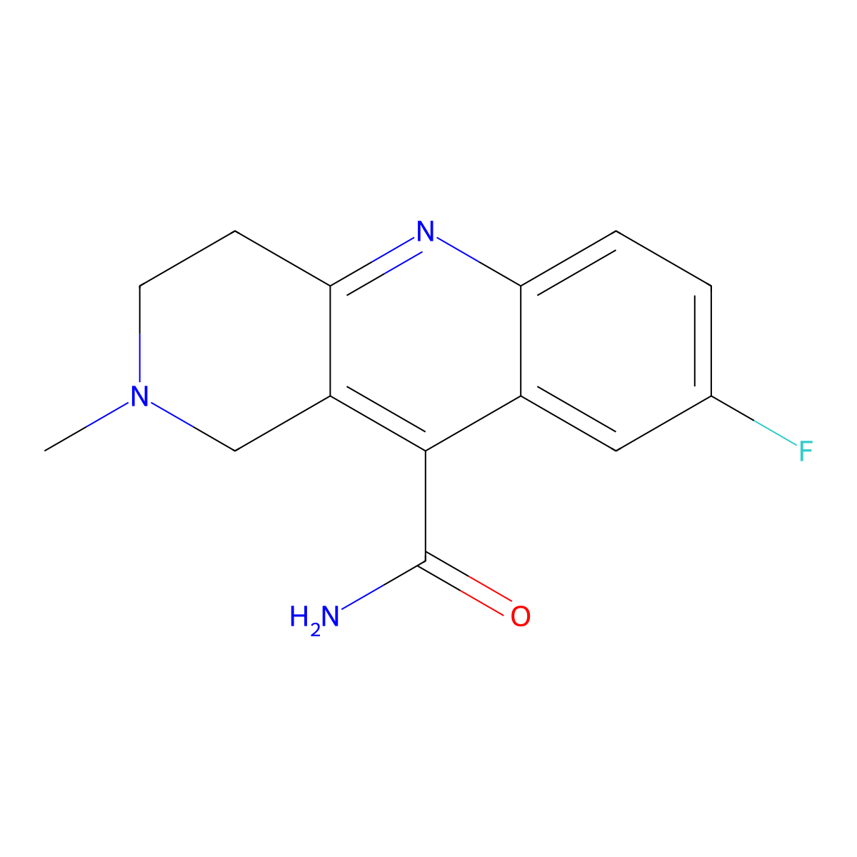 8-Fluoro-2-methyl-1,2,3,4-tetrahydrobenzo[b][1,6]naphthyridine-10-carboxamide molecular structure, CAS 844882-85-5