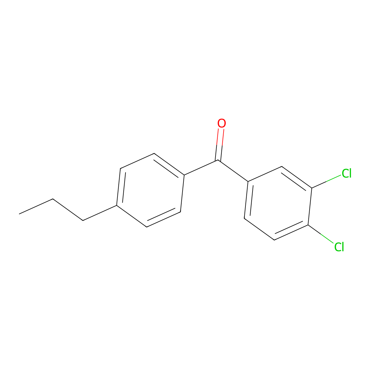 3,4-Dichloro-4'-n-propylbenzophenone molecular structure, CAS 844885-29-6