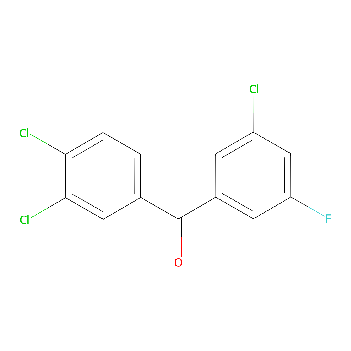 5-Fluoro-3,3',4'-trichlorobenzophenone molecular structure, CAS 844885-33-2