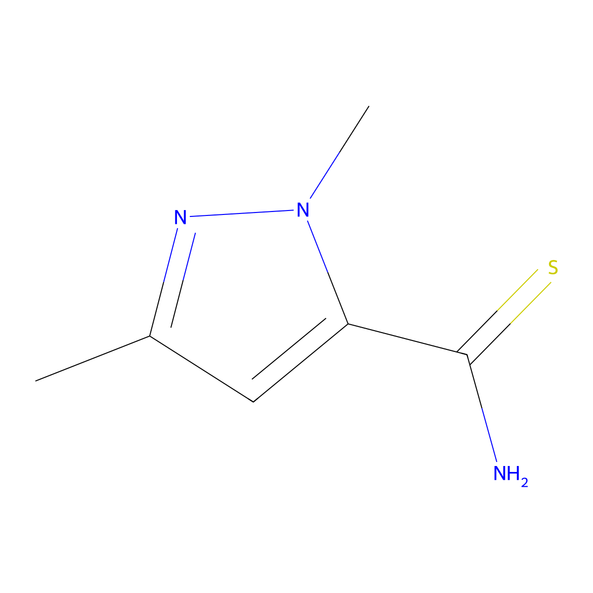 1,3-Dimethyl-1H-pyrazole-5-carbothioamide molecular structure, CAS 844891-03-8