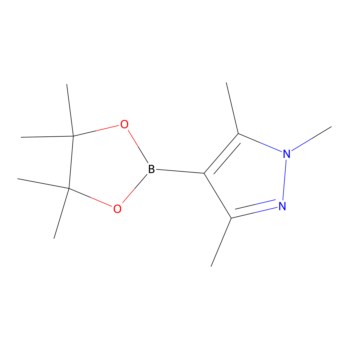 1,3,5-Trimethyl-4-(4,4,5,5-tetramethyl-1,3,2-dioxaborolan-2-yl)-1H-pyrazole molecular structure, CAS 844891-04-9
