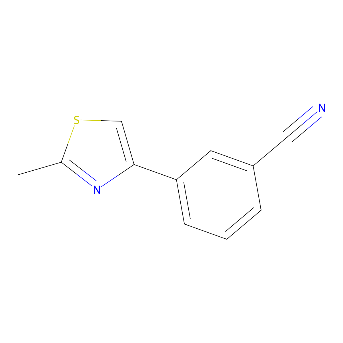 3-(2-Methyl-1,3-thiazol-4-yl)benzonitrile molecular structure, CAS 844891-06-1