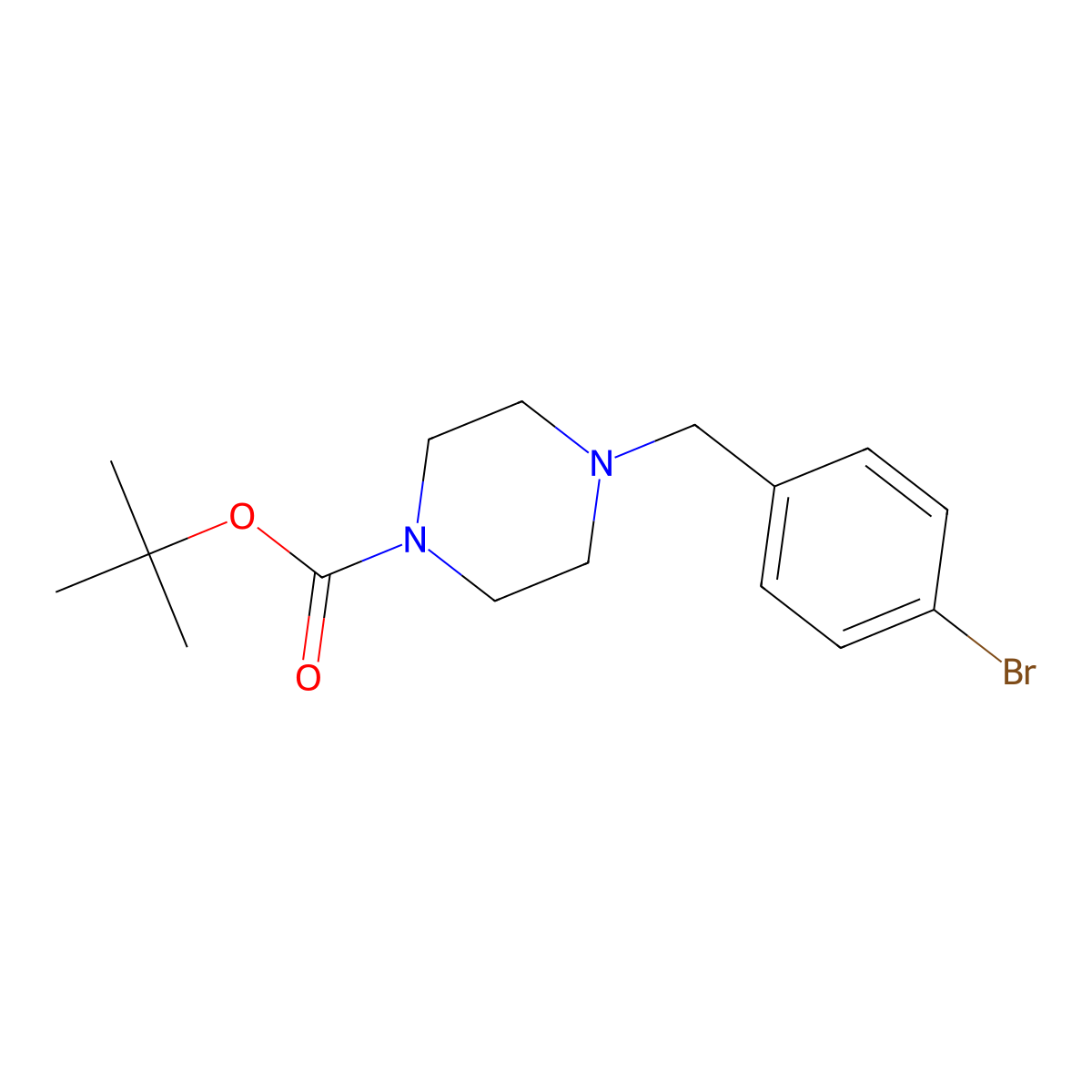 4-(4-Bromobenzyl)piperazine, N1-BOC protected molecular structure, CAS 844891-10-7