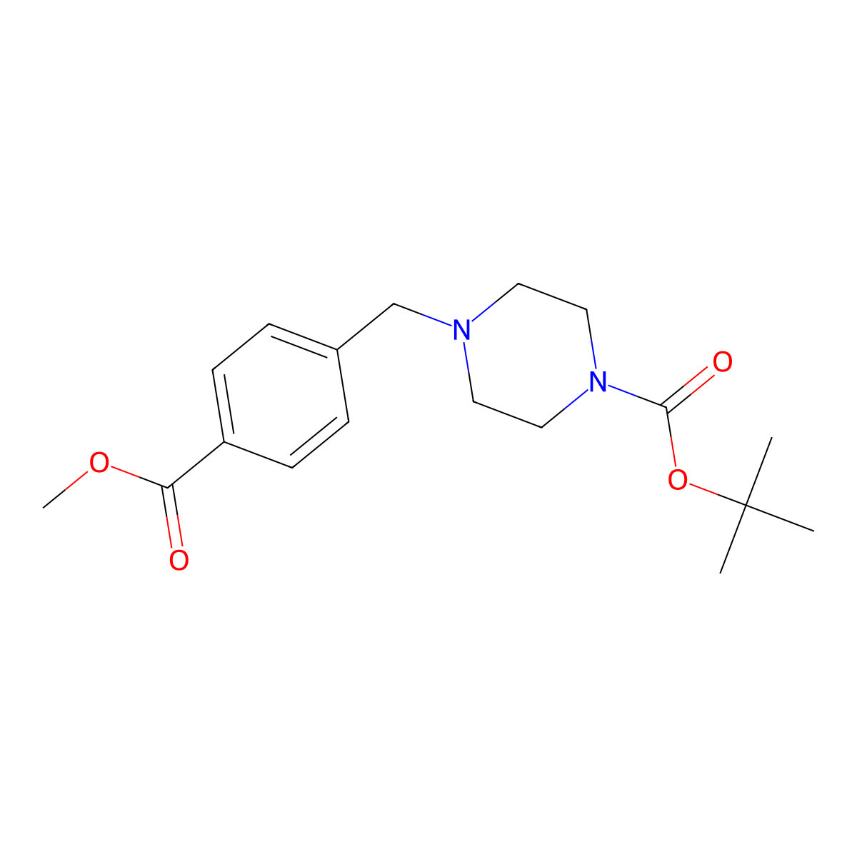 tert-Butyl 4-[4-(methoxycarbonyl)benzyl]piperazine-1-carboxylate molecular structure, CAS 844891-11-8