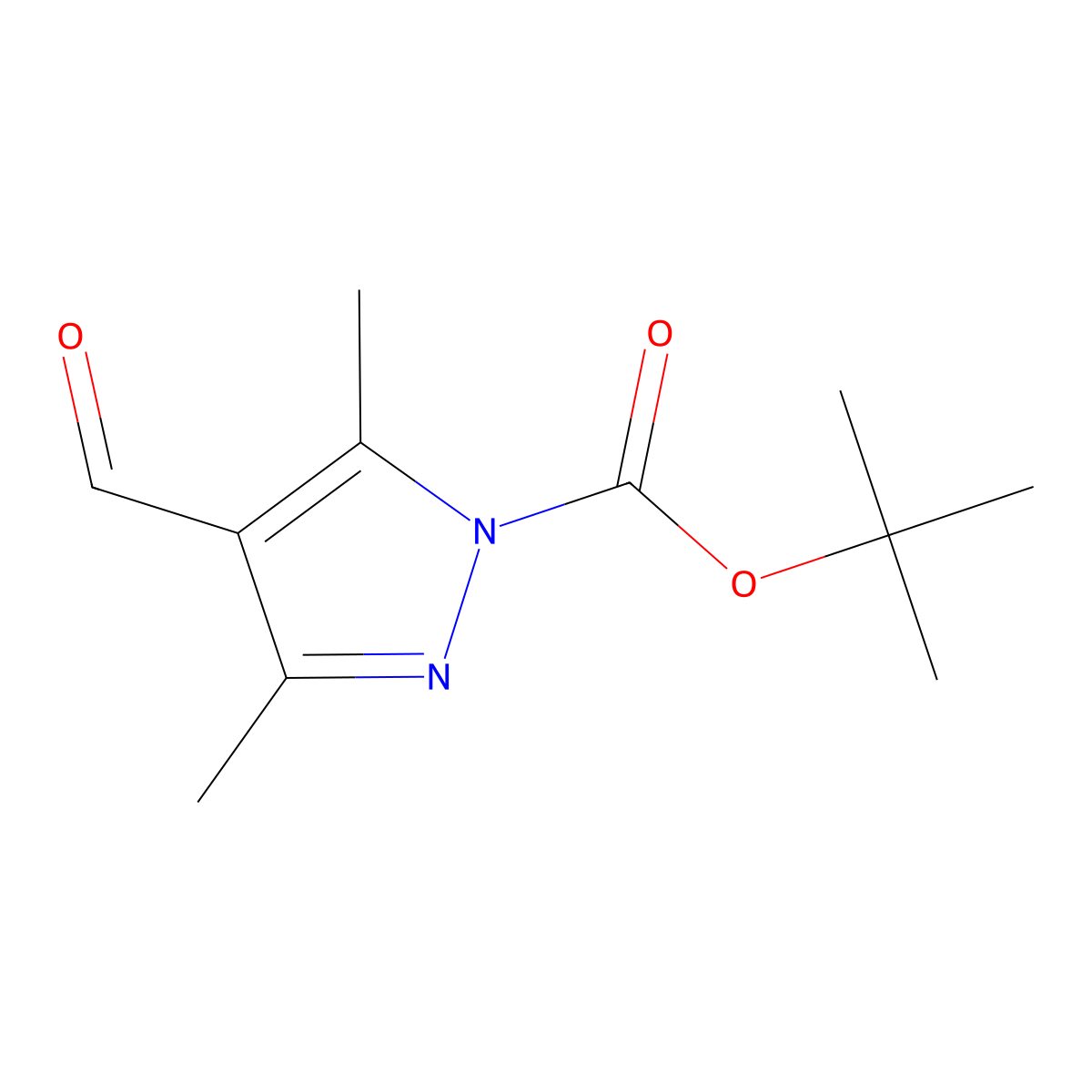 tert-Butyl 4-formyl-3,5-dimethyl-1H-pyrazole-1-carboxylate molecular structure, CAS 844891-13-0