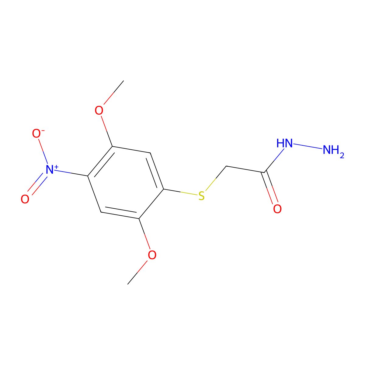 2-[(2,5-Dimethoxy-4-nitrophenyl)thio]ethanohydrazide molecular structure, CAS 844891-25-4
