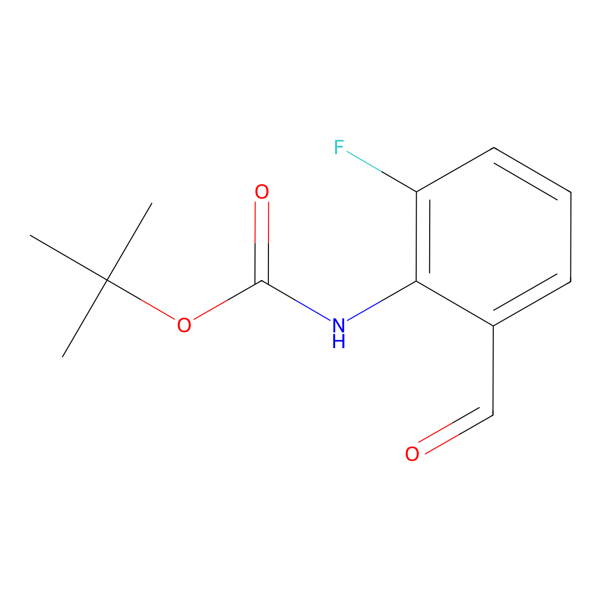 Tert-butyl 2-fluoro-6-formylphenylcarbamate molecular structure, CAS 844891-30-1