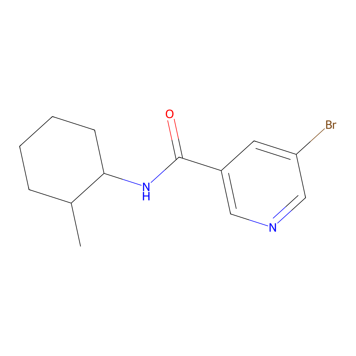 5-bromo-N-(2-methylcyclohexyl)pyridine-3-carboxamide molecular structure, CAS 844901-18-4