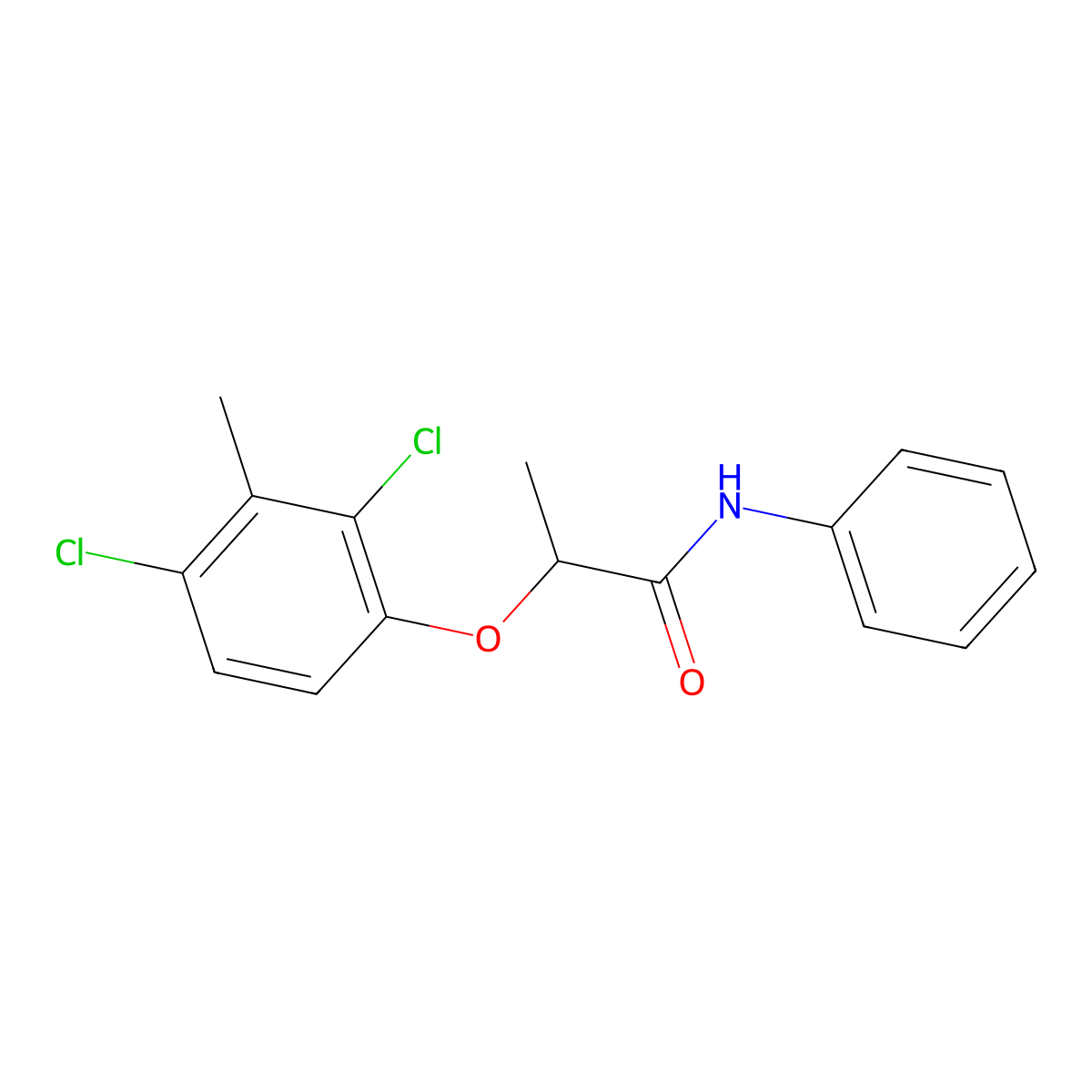 (R,S)-2-(2,4-dichloro-m-tolyloxy)propionanilide molecular structure, CAS 84496-56-0