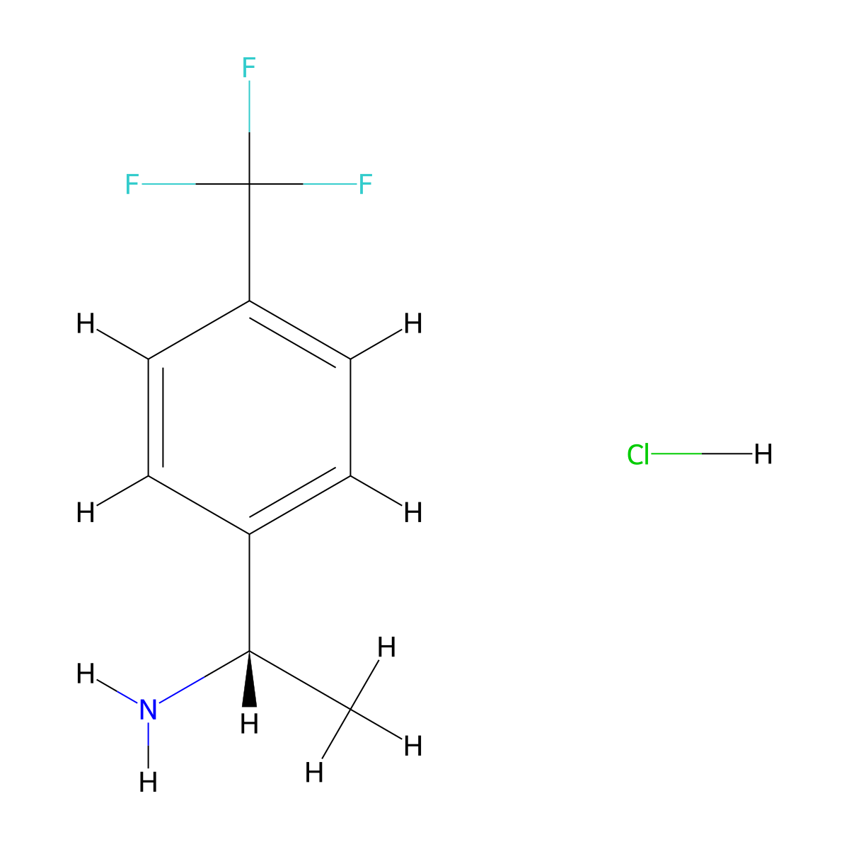 (1S)-1-(4-(trifluoromethyl)phenyl)ethan-1-amine hydrochloride molecular structure, CAS 84499-78-5