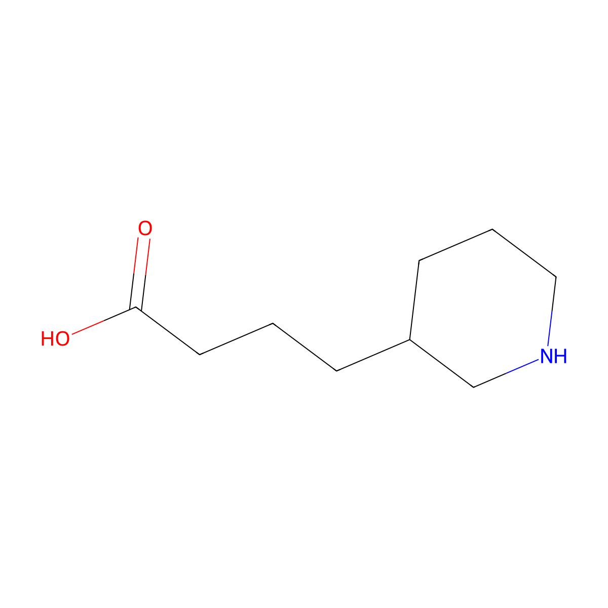 4-(3-Piperidyl)butanoic acid molecular structure, CAS 84511-99-9