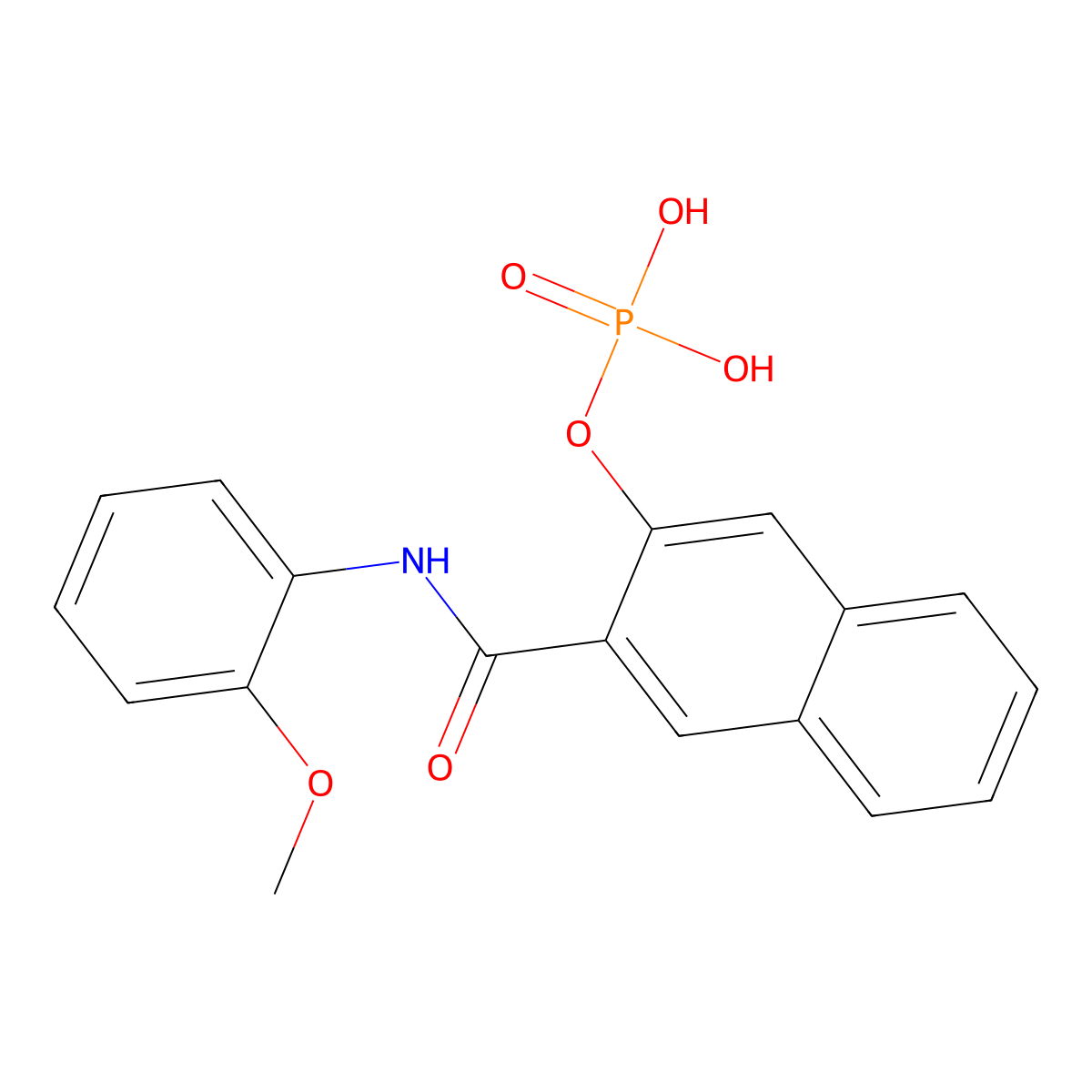 N-(2-methoxyphenyl)-3-(phosphonooxy)naphthalene-2-carboxamide molecular structure, CAS 84522-15-6
