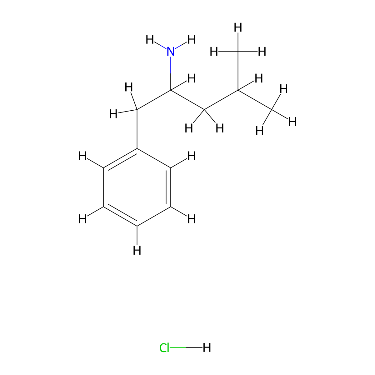 4-Methyl-1-phenylpentan-2-amine hydrochloride molecular structure, CAS 84524-44-7