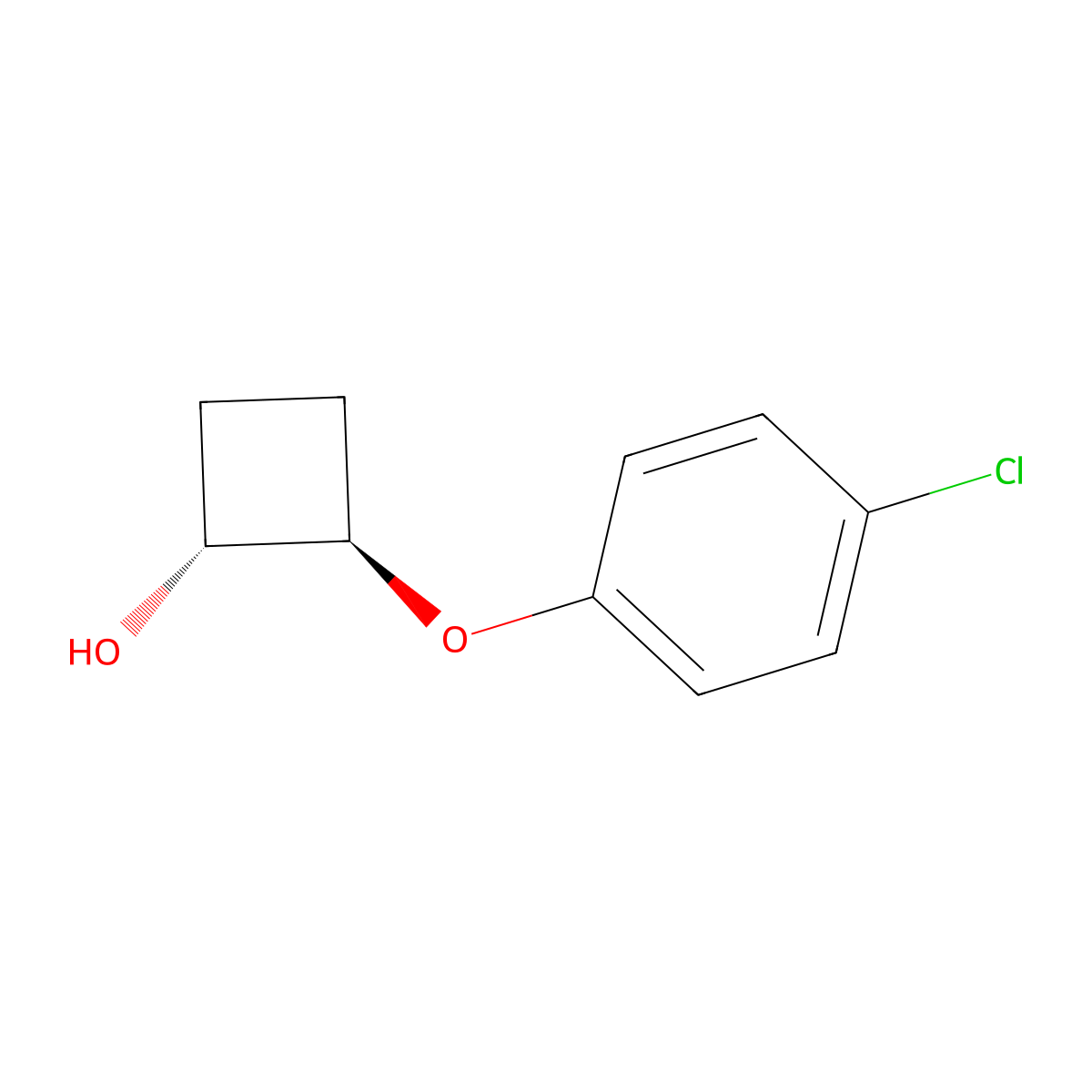 (1R,2R)-2-(4-chlorophenoxy)cyclobutan-1-ol molecular structure, CAS 84525-21-3