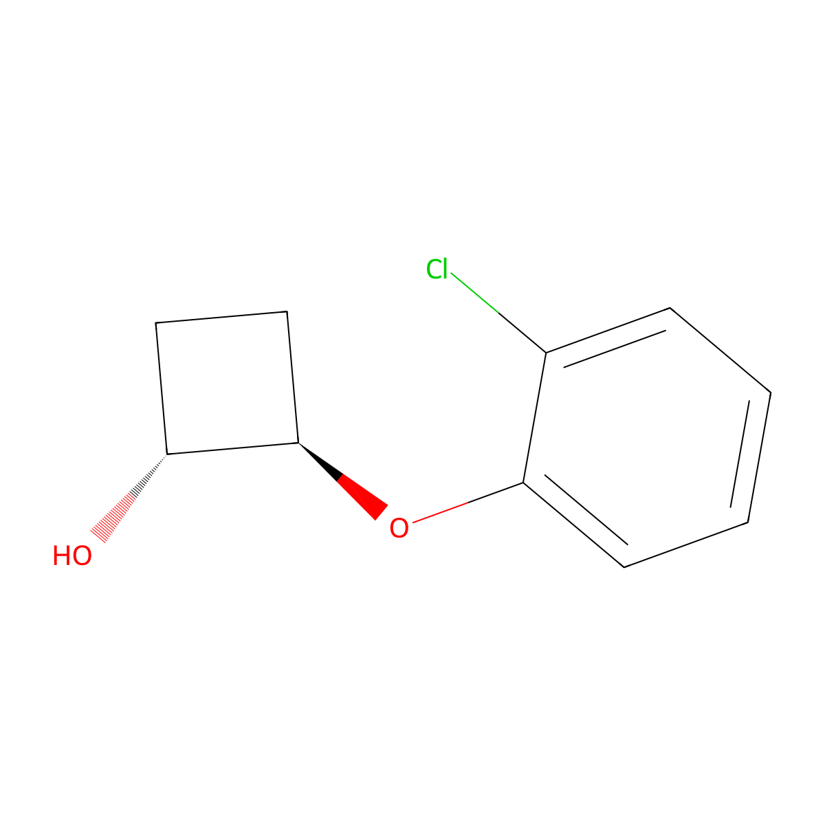 Rel-(1R,2R)-2-(2-chlorophenoxy)cyclobutan-1-ol molecular structure, CAS 84525-28-0