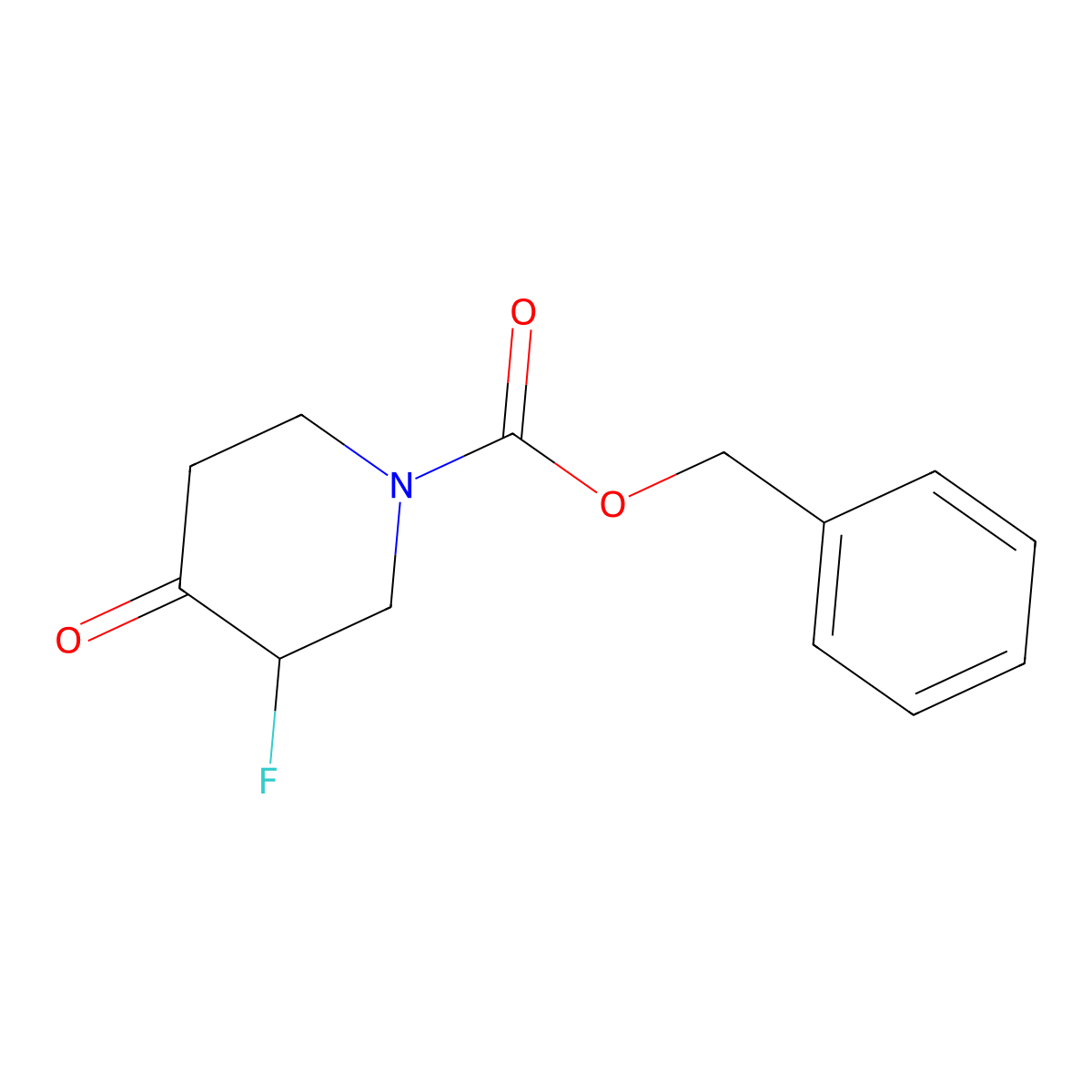 Benzyl 3-fluoro-4-oxopiperidine-1-carboxylate molecular structure, CAS 845256-59-9