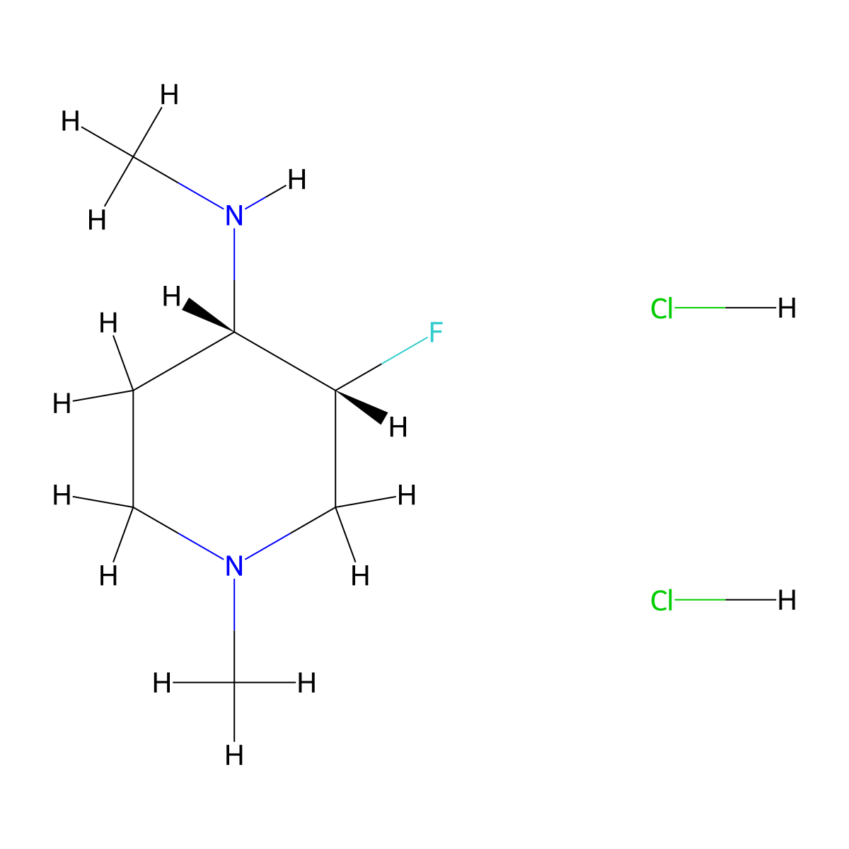 (3r,4s)-3-Fluoro-n,1-dimethylpiperidin-4-amine dihydrochloride molecular structure, CAS 845256-64-6