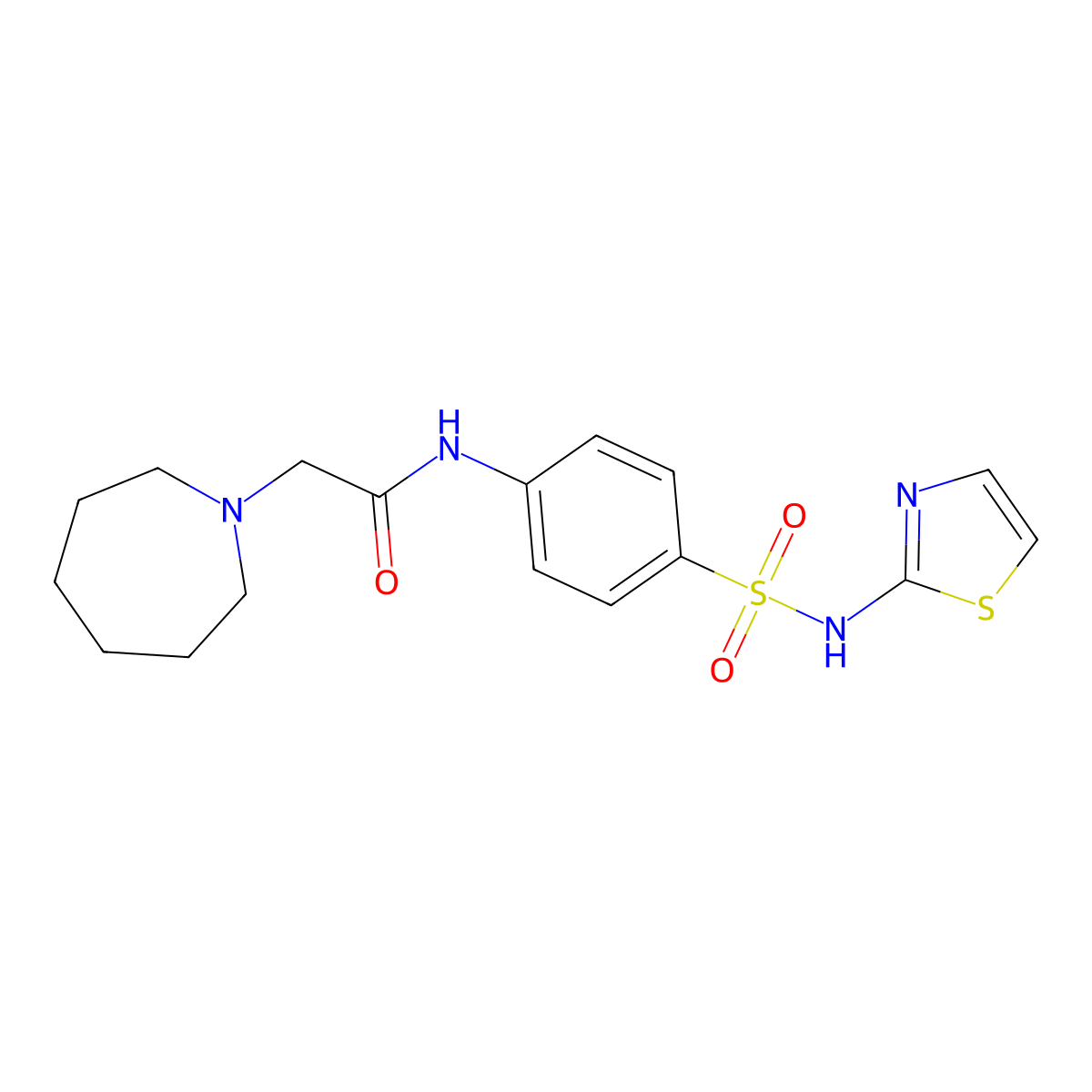 2-(azepan-1-yl)-N-(4-(N-(thiazol-2-yl)sulfamoyl)phenyl)acetamide molecular structure, CAS 845264-43-9