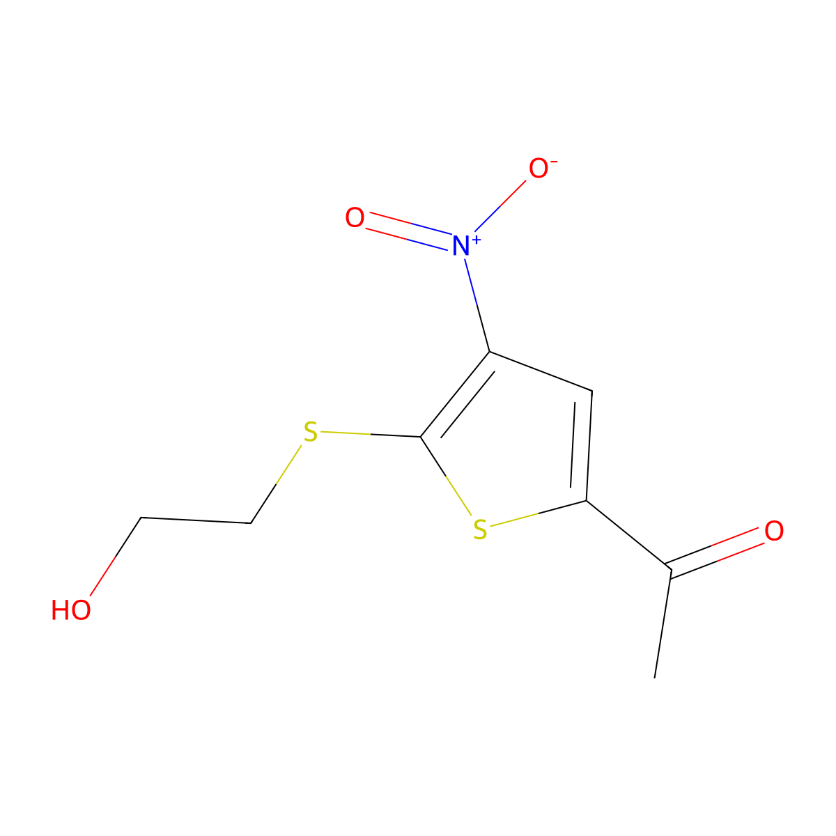 1-{5-[(2-Hydroxyethyl)thio]-4-nitro-2-thienyl}ethan-1-one molecular structure, CAS 845266-22-0